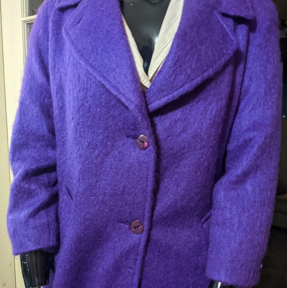 Vintage Elegant Fashions purple mohair/wool blend coat - Picture 14 of 14